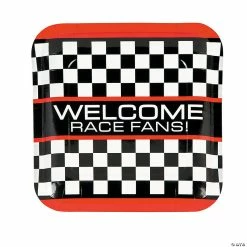 Best Pirce 😀 Race Car Checkered Flag Paper Dinner Plates - 8 Ct. 🎁